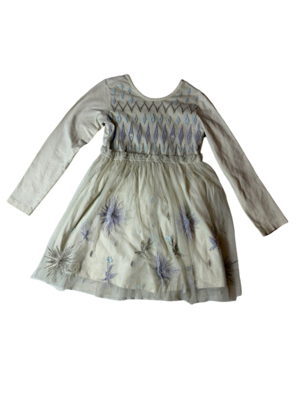 Hanna Andersson Disney Frozen 2 Elsa Embroidered Tulle Dress Girls Size 5 Ivory